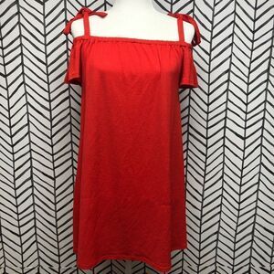 Green Envelope Red Off The Shoulder Tie Dress